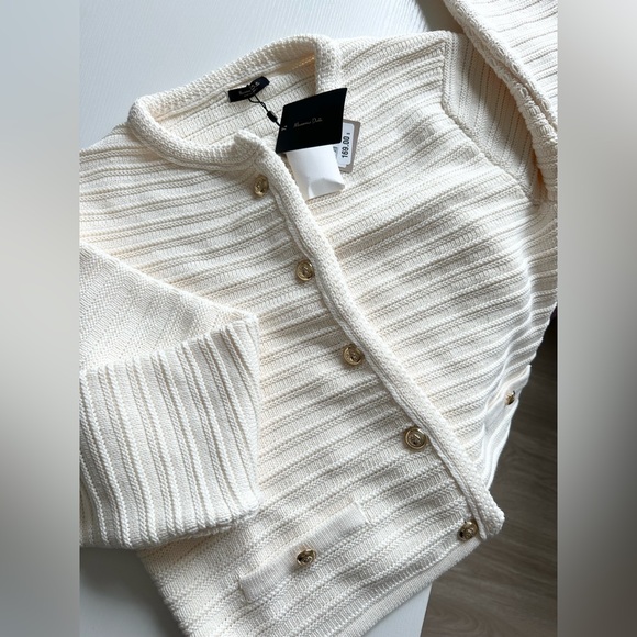 Massimo Dutti knitted cotton button up cardigan sweater - Picture 5 of 11